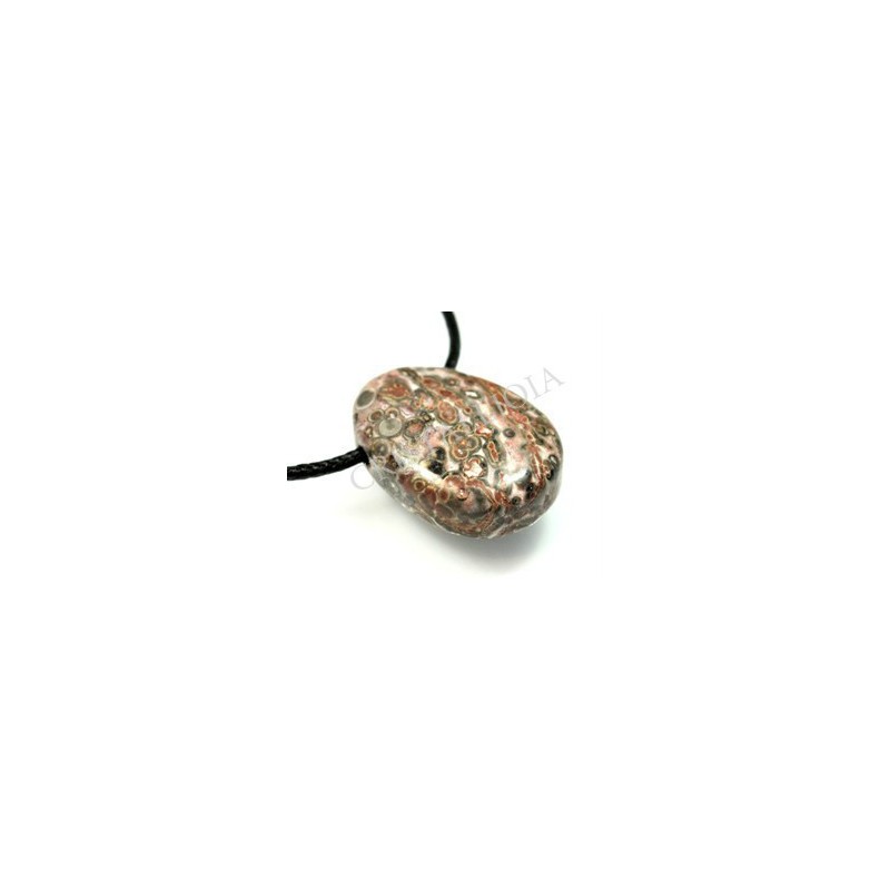 Jaspe leopardo colgante rodada oval con agujero