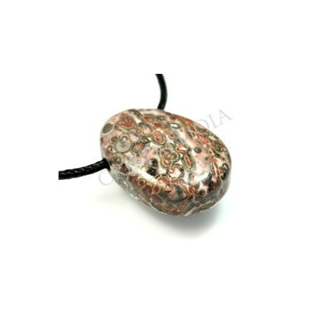 Jaspe leopardo colgante rodada oval con agujero