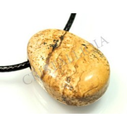 Jaspe paisina colgante rodada oval agujero