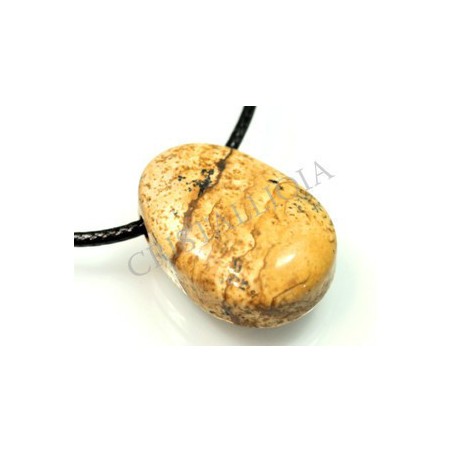 Jaspe paisina colgante rodada oval agujero