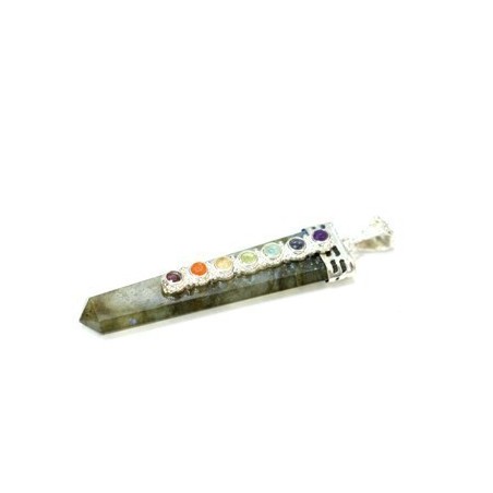Colgante de punta de labradorita y chakras