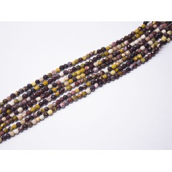 Hilo jaspe mokaita bola facetada de 4mm