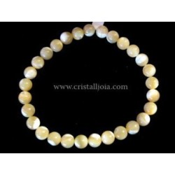Pulsera nacar marron bola 6mm