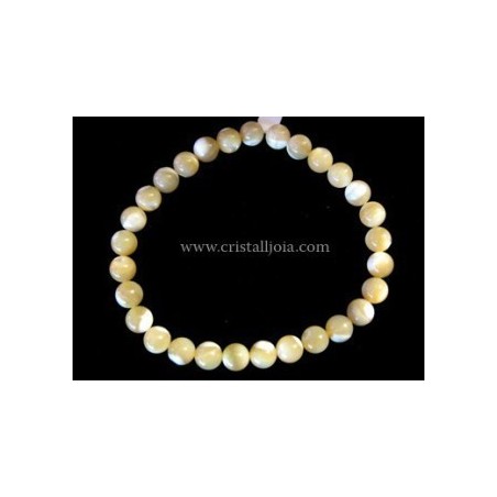 Pulsera nacar marron bola 6mm