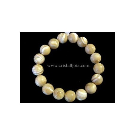 Pulsera nacar marron bola 10mm