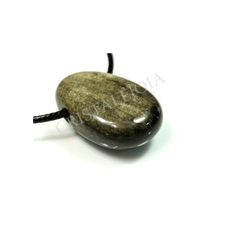 Obsidiana dorada colgante rodada oval con agujero