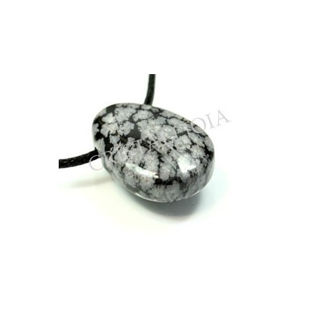 Obsidiana nevada colgante rodada oval agujero
