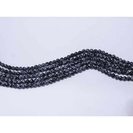 Obsidiana nevada hilo bolas lapidadas 4mm