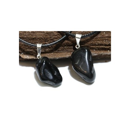 Onix negro colgante rodada con anilla