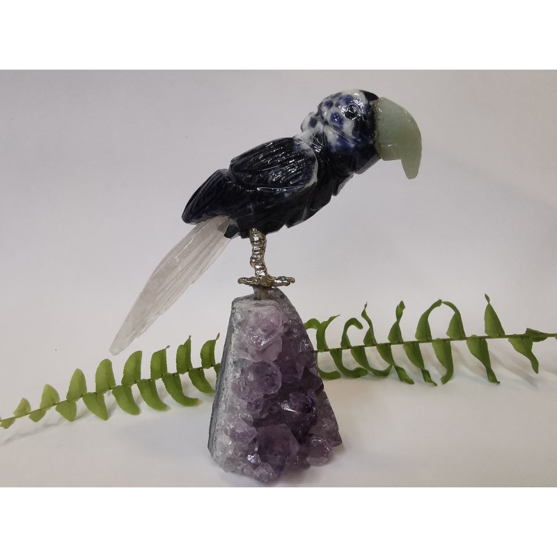 Figura de ave sodalita aventurina verde cuarzo amatista