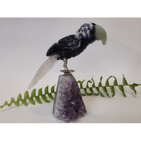 Figura de ave sodalita aventurina verde cuarzo amatista