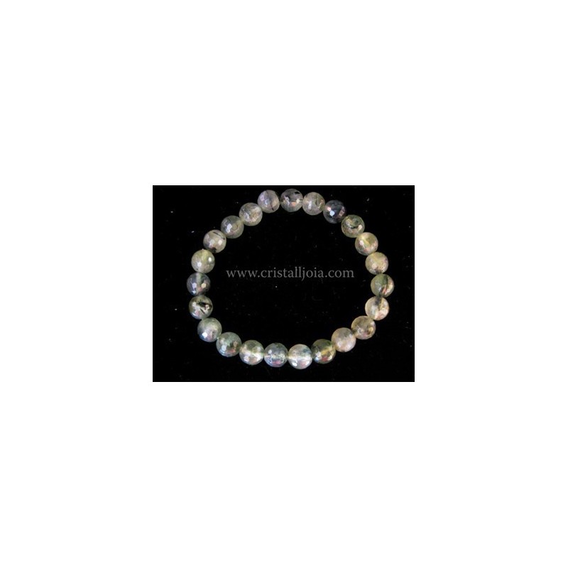 Pulsera prehnita bola facetada de 8mm