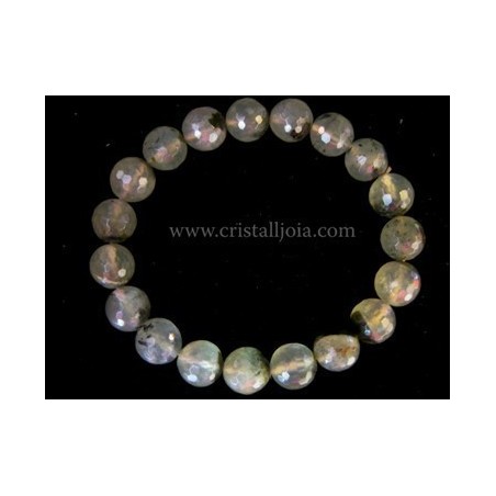 Pulsera prehnita bola facetada de 10mm