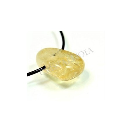 Citrino colgante rodada oval con agujero
