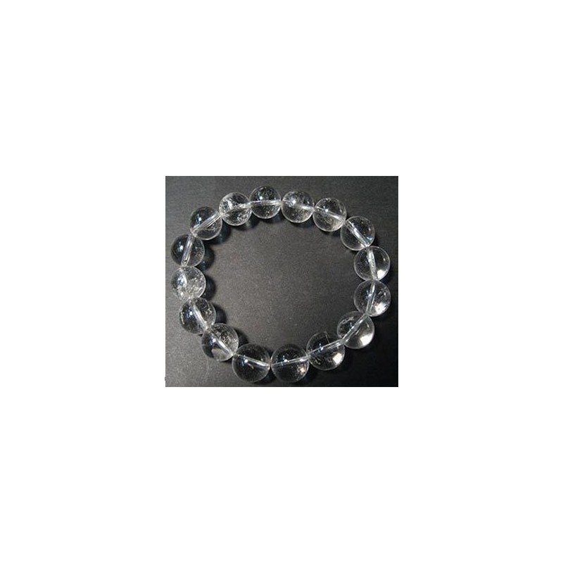 Pulsera cuarzo cristal de roca bola de 14mm