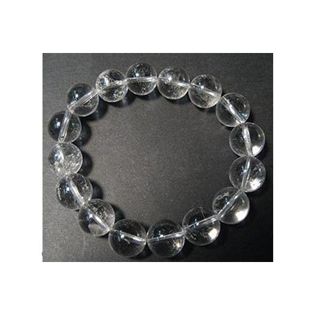 Pulsera cuarzo cristal de roca bola de 14mm