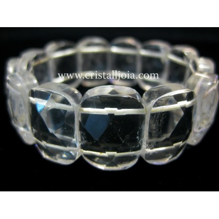 Pulsera cuarzo cristal de roca cuadrada facetada