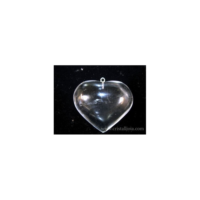 Colgante corazon de cuarzo cristal de roca con anilla