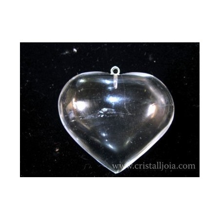 Colgante corazon de cuarzo cristal de roca con anilla