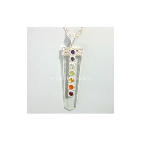 Chakra y cuarzo cristal de roca - colgante punta