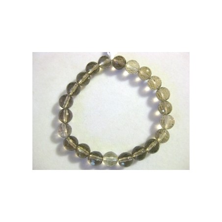 Pulsera cuarzo ahumado bola facetada 8mm