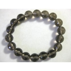 Pulsera cuarzo ahumado bola facetada 10mm