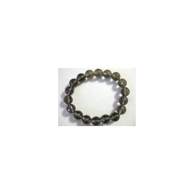 Pulsera cuarzo ahumado bola facetada 10mm