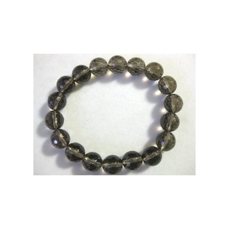 Pulsera cuarzo ahumado bola facetada 10mm