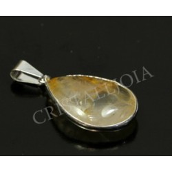 Cuarzo dorado sanador colgante lagrima montado metal