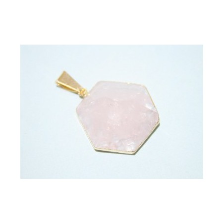 Cuarzo rosa colgante dorado piramide