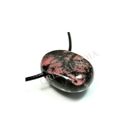 Rodonita colgante rodada oval con agujero