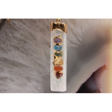Selenita colgante dorado trozo natural con chakras