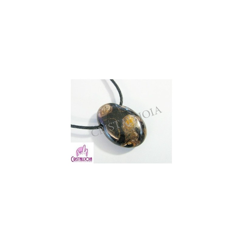 Stromatolita colgante rodada oval con agujero