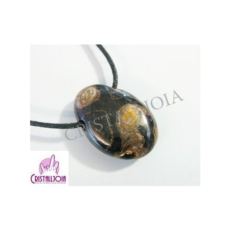 Stromatolita colgante rodada oval con agujero