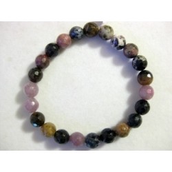 Pulsera turmalina multicolor bola facetada 8mm