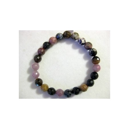 Pulsera turmalina multicolor bola facetada 8mm