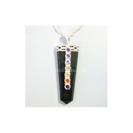 Chakra y turmalina negra colgante punta