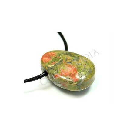 Unakita colgante rodada oval con agujero