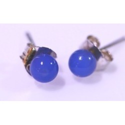 Ágata azul pendiente bola de 4mm plata