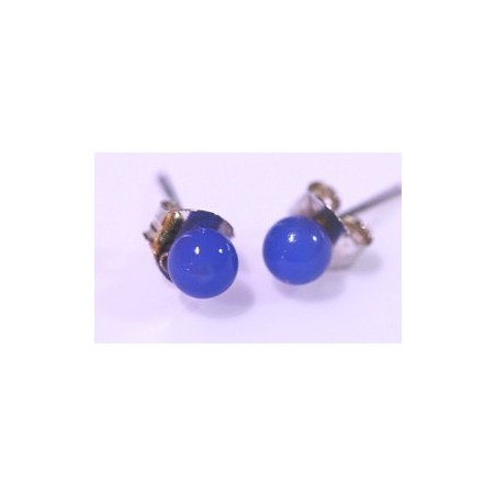 Ágata azul pendiente bola de 4mm plata