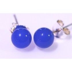 Ágata azul pendiente bola de 6mm plata