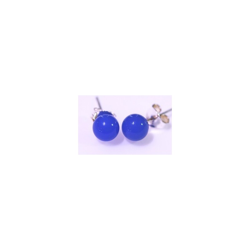 Ágata azul pendiente bola de 6mm plata