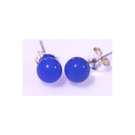 Ágata azul pendiente bola de 6mm plata