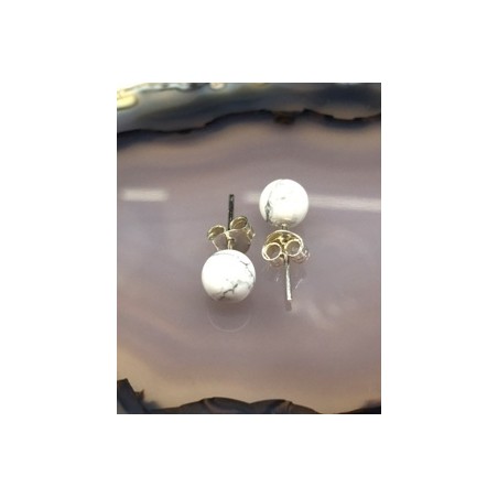 Howlita blanca pendiente bola 6mm