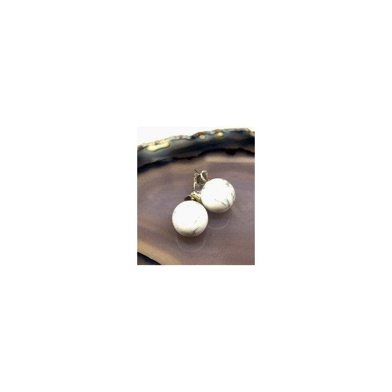 Howlita blanca pendiente bola 10mm