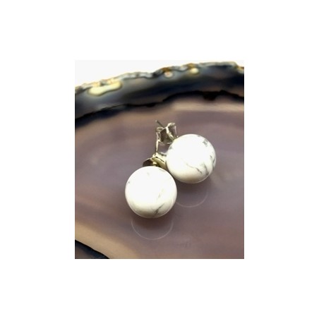 Howlita blanca pendiente bola 10mm