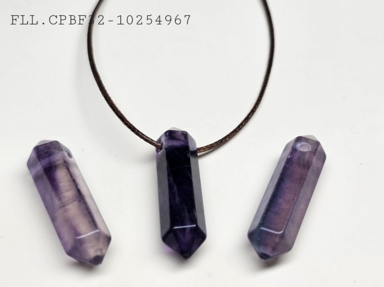 Colgante punta biterminada mineral fluorita lila