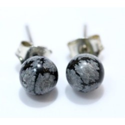 Obsidiana nevada pendientes bola 6mm