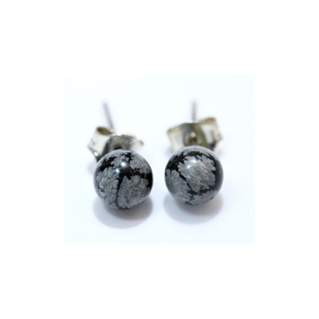 Obsidiana nevada pendientes bola 6mm