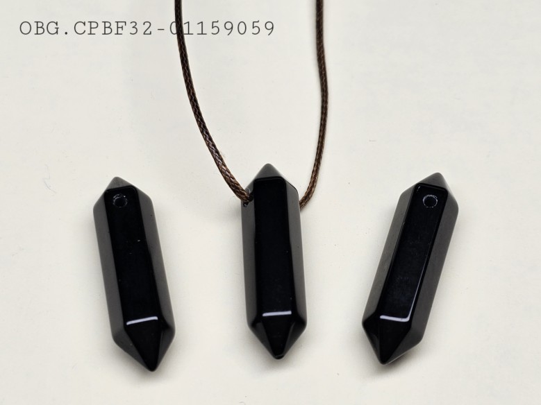 Colgante punta biterminada mineral obsidiana negra